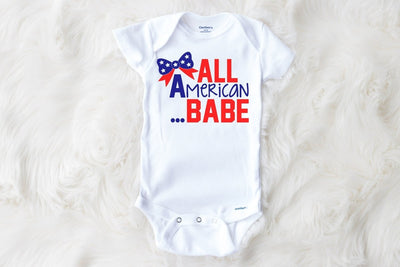 4th of july Onesie® for girls, all american babe shirt, for toddler or baby - SweetTeez LLC