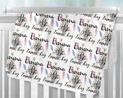 Baby Blanket , Personalized Baby Blanket , Monogrammed Baby Blanket , New Baby Girl Gift , Gift For Baby Girl , Custom Minky Baby Blanket - SweetTeez LLC