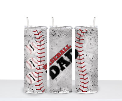 Baseball Dad tumbler, With straw and Lid, With Kids Names, Father's Day Gift , 20 oz Sports Cup - SweetTeez LLC