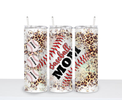 Baseball Mom 20 oz tumbler With straw and Lid | With Kids Names - SweetTeez LLC