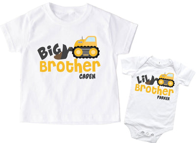 Big Brother Little Brother Shirts - Construction Trucks - SweetTeez LLC