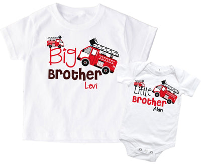 Big Brother Little Brother t-shirts - Firetruck - SweetTeez LLC