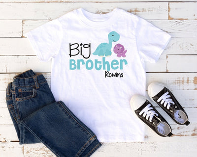 Big brother shirt with name, For Toddler Boy, pregnancy announcement gift, dinosaur t shirt - SweetTeez LLC