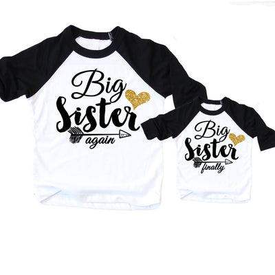 Big Sister Again Big Sister Finally Raglan Shirts - SweetTeez LLC