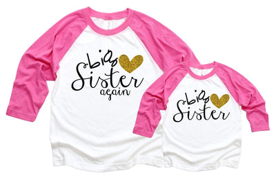 Big Sister Again Shirt Set - Big Sister Again Shirt - Big Sister Shirt - Big Sister Gift - Big Sister Shirt Set - Gold Glitter Shirts - SweetTeez LLC
