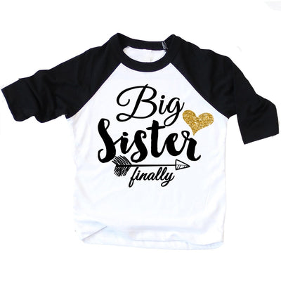 Big Sister Finally Shirt | Gold Glitter Heart - SweetTeez LLC