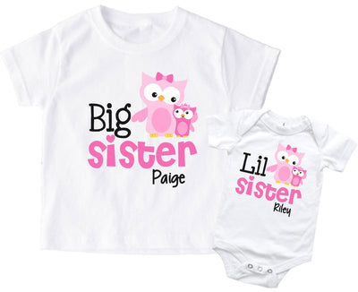 BIG Sister little sister owl shirt set - SweetTeez LLC