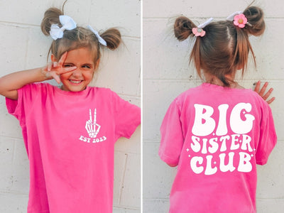 Big Sister Shirt For Girl, Pink Comfort Colors® Tshirt, Baby Shower Gift, Pregnancy Announcement tees - SweetTeez LLC