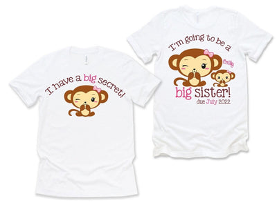 Big Sister Shirt , Personalized Big Sister Shirt , Big Sister Monkey Shirt , Big Sister Announcement Shirt , Big Sister gift , Monkey Shirts - SweetTeez LLC