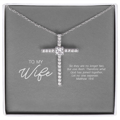 CZ Cross Necklace For Wife | So They Are No Longer Two - SweetTeez LLC