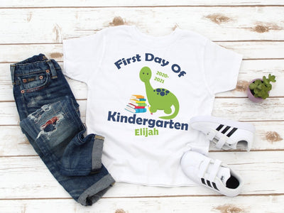 First Day Of Kindergarten Shirt , First Day of Kindergarten Shirt Boy , Personalized First Day of Kindergarten Shirt for Boy , Dino Shirt - SweetTeez LLC