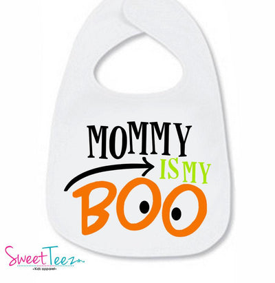 Halloween Bib Funny Mommy is my Boo Baby Girl Boy Bodysuit Bib - SweetTeez LLC