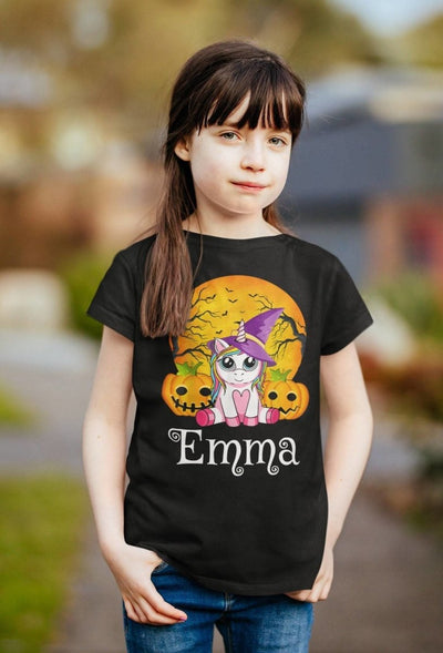 Halloween Shirt , Halloween Shirt Girls , Girls Halloween Shirt , Personalized Halloween Shirt For Girls , Cute Unicorn Halloween Shirt - SweetTeez LLC