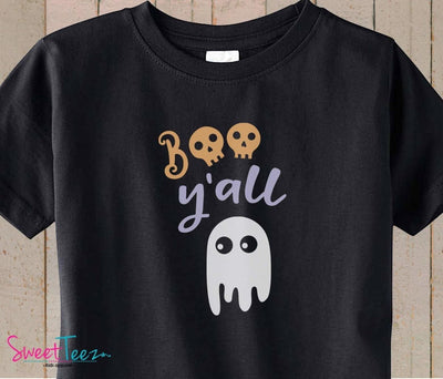 Halloween Shirt Trick or Treat Shirt Boy Girl Shirt Boo Ya'll Shirt Ghost Black TSHIRT Toddler - SweetTeez LLC
