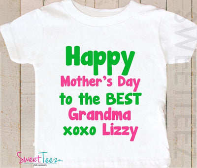 Happy Mother's Day Grandma Kids Shirt Baby Bodysuit Personalized - SweetTeez LLC