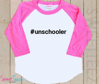 Homeschool Shirt Unschool Shirt Black Pink Raglan Toddler Youth Shirt - SweetTeez LLC