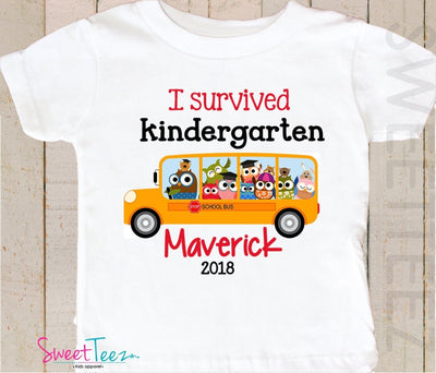 I Survived Kindergarten Shirt Funny Owl Personalized YEAR and name Kids shirt Boy Girl Last Day of School Graduation Gift - SweetTeez LLC