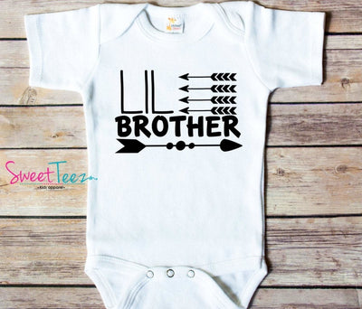 Little Sister Arrow Baby Bodysuit Lil Brother Arrow Bodysuit Shirt New Baby - SweetTeez LLC