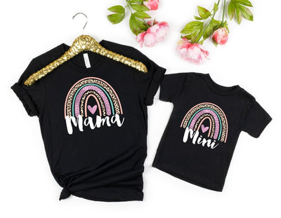 Mama And Mini Shirts , Matching Mama and Mini Shirts , Matching Mom And Daughter Shirts , Rainbow Leopard Shirts For Mom And Daughter - SweetTeez LLC