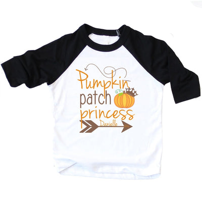 Pumpkin Patch Princess black raglan shirt | personalized - SweetTeez LLC