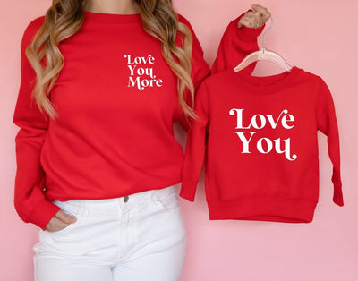 Red Valentine's Day sweatshirts | Love you More - SweetTeez LLC