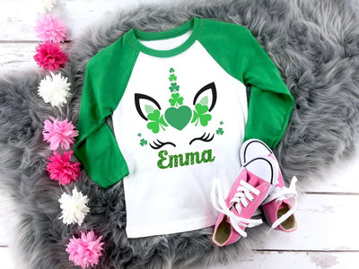 St Patricks Day Shirt For girls , Personalized St Patricks Day Shirt For girls, Glitter Unicorn Shirt , St Patricks Day Shirt For Girls - SweetTeez LLC