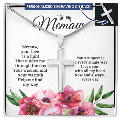 To My Memaw | Engraved Cross Necklace For Women - SweetTeez LLC
