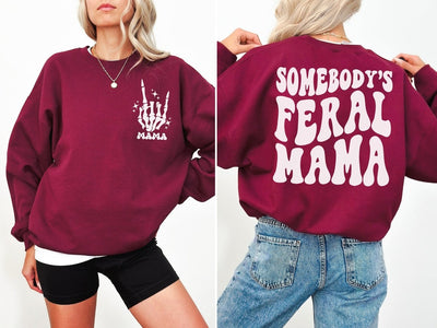 Trendy ' Feral Mama ' Sweatshirt - Women's Crewneck - Feral Mom Shirt - Oversized Sweatshirt - Gift For New Mom - SweetTeez LLC