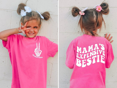 Trendy Girls Shirt, Mama's Expensive Bestie tee, Pink Comfort Colors® Tshirt, Summer Tshirts, with sayings - SweetTeez LLC