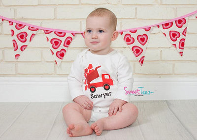 Valentine's Day Shirt Truck Boy Girl Baby LONG SLEEVE Shirt Personalized Shirt or Baby One Piece - SweetTeez LLC