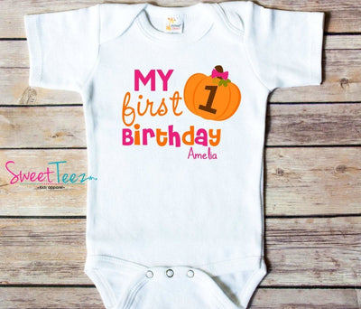 1st birthday Shirt , 1st birthday Shirt girl , girls 1st birthday Shirt , pumpkin birthday Shirt , pumpkin first birthday Shirts baby girl - SweetTeez LLC