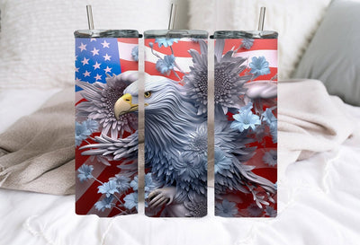 4th of july tumbler, with straw and lid, 3d tumbler, with patriotic Eagle design, Party Decorations - SweetTeez LLC