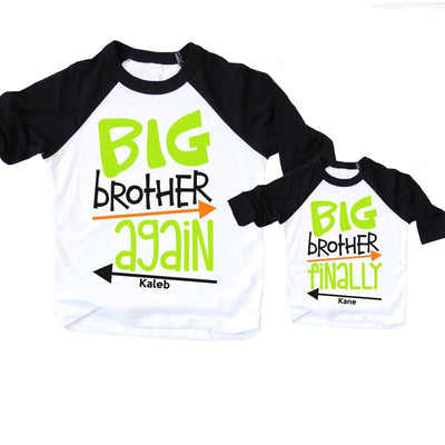 Big Brother Again Big Brother Finally shirts set | personalized - SweetTeez LLC