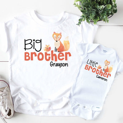 Big Brother Little Brother Shirts  - Personalized Big Brother Shirt - Big Brother Little Brother Shirt Set - Fox Shirt For Big Brother - SweetTeez LLC