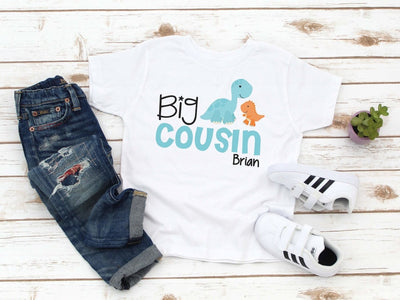 Big Cousin Shirt , Big Cousin To Be Shirt , Personalized Big Cousin Shirt , Dinosaur Big Cousin Shirt , Dinosaur Gift for Big Cousin - SweetTeez LLC