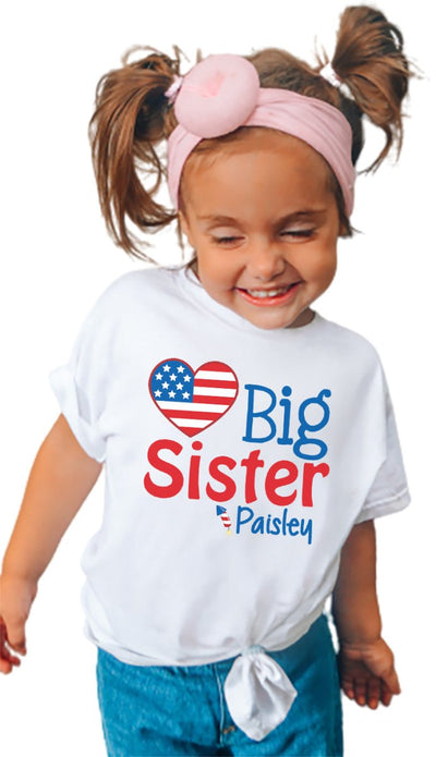 Big Sister 4th of july Shirt | with name - SweetTeez LLC