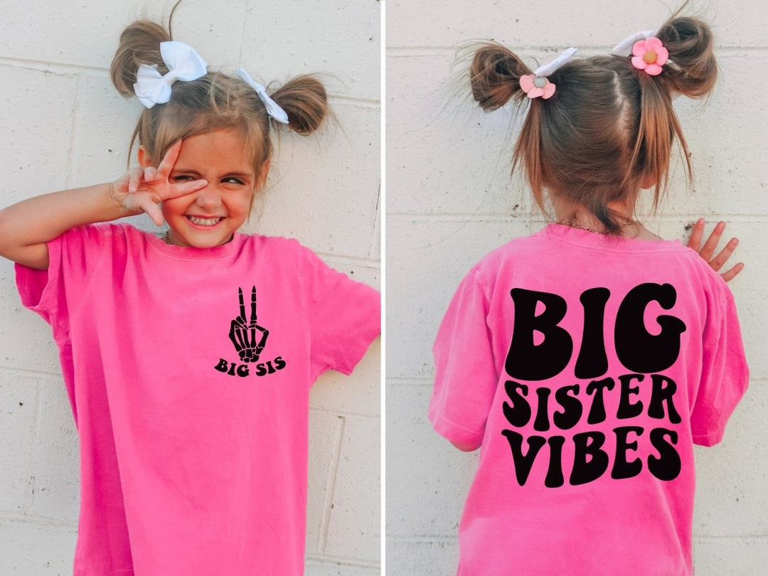 Big Sister Announcement Shirt For Girl Pink Comfort Colors Tshirt Baby Shower Gift Pregnancy tees