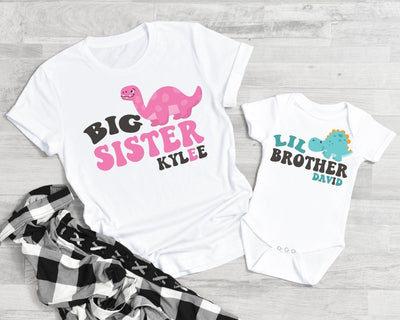 Big Sister Little brother Shirts | Dinosaur Sibling Shirts - SweetTeez LLC