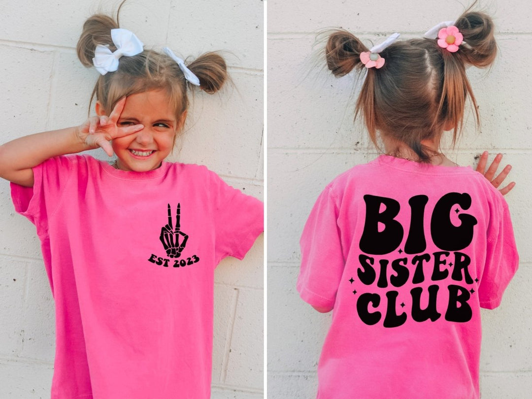 Big Sister Shirt For Girl Pink Comfort Colors Tshirt Baby Shower Gi SweetTeez LLC
