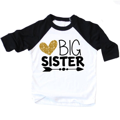Big Sister Shirt | Gold Glitter Heart - SweetTeez LLC