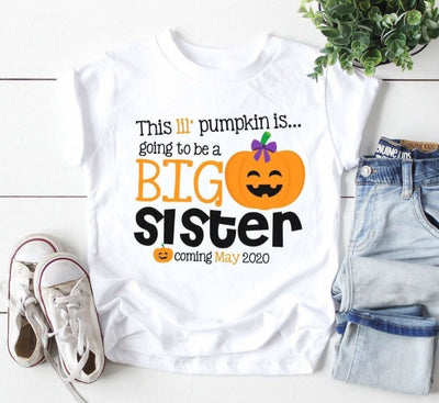 Big Sister Shirt , Personalized Big Sister Shirt , Big Sister Announcement Shirt , Halloween Pregnancy Announcement Shirt , Big Sister To Be - SweetTeez LLC