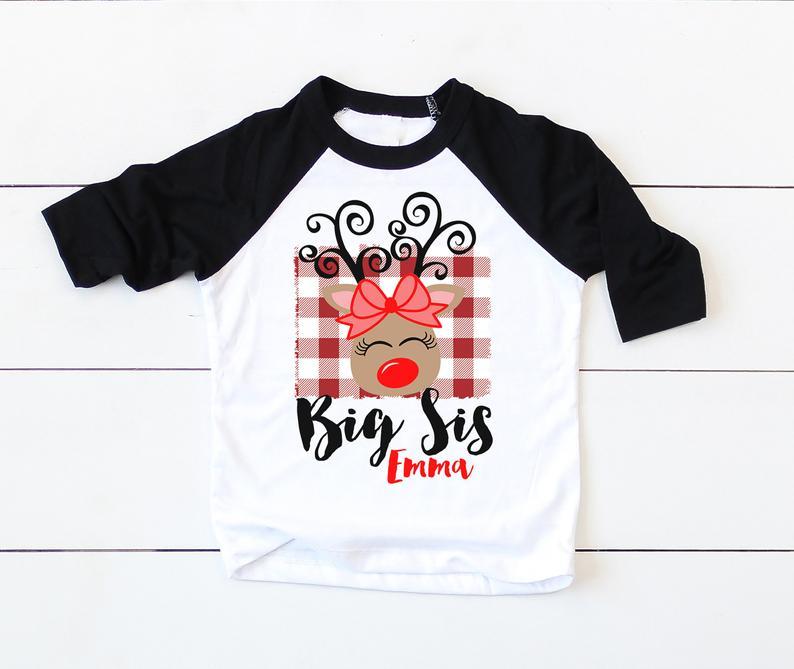 big sister little sister christmas dresses Synpos 0-12 Months Little Sister/1-4T Big Sister Tops Skirt 4pcs Christmas Outfits