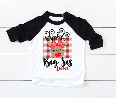 Big Sister Shirt , Personalized Big Sister Shirt , Big Sister Christmas Shirt , Christmas Big Sister Shirt , Reindeer Big Sister Gifts - SweetTeez LLC