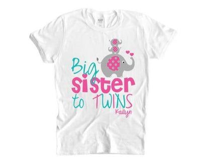 Big Sister To Twins Elephant Shirt - SweetTeez LLC