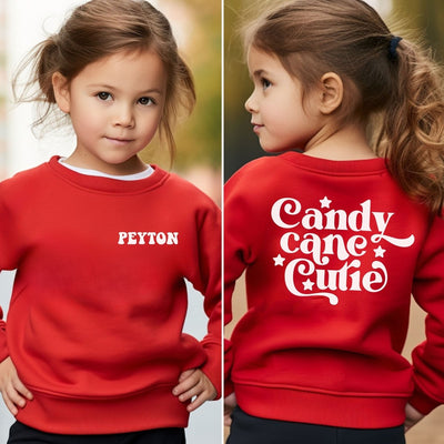 Christmas Shirt for Girls , Personalized With Name, Christmas Sweatshirt, Candy Cane Shirt - SweetTeez LLC