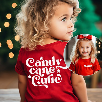 Christmas Shirt for Girls , Personalized With Name, Kids Comfort Colors® T-Shirt, Candy Cane Shirt - SweetTeez LLC