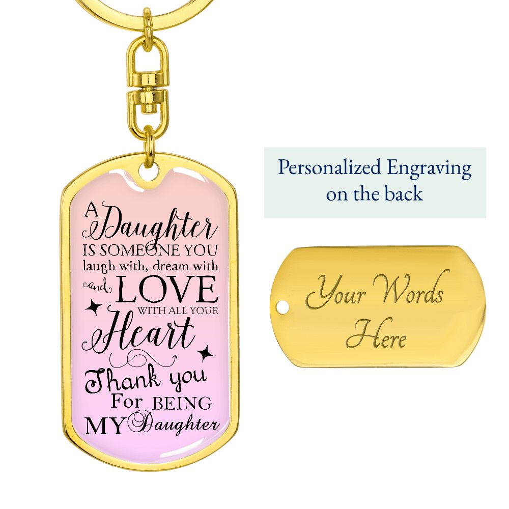 Daughter Dog Tag Keychain | Engraved on the back - SweetTeez LLC