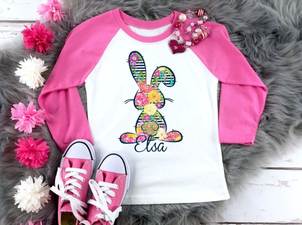Floral Easter Bunny Shirt For Girls – SweetTeez LLC