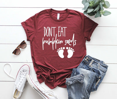 Fall Pregnancy Announcement Shirt , Funny Pregnancy Announcement Shirt Fall , Don't Eat Pumpkin Seeds Shirt , Pregnancy Announcement Shirts - SweetTeez LLC
