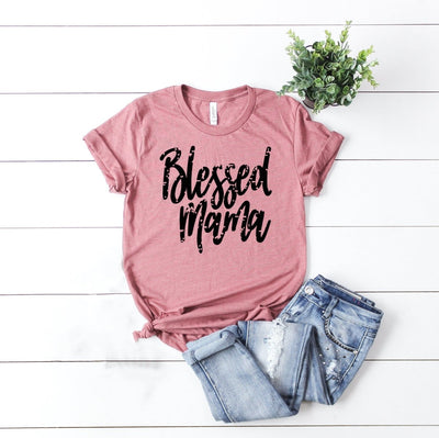 Fall Shirt , Fall Shirt Women , Crew Neck Women Shirt , Blessed Mama Shirt , Blessed Mama , Mauve Shirt - SweetTeez LLC